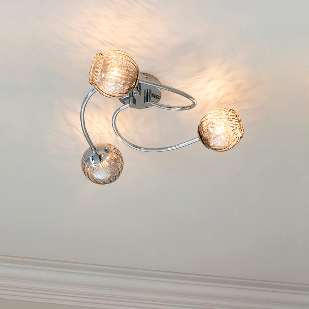 Endon Lighting 73642 Aerith 3Lt Semi Flush Chrome Plate & Smoked Mirror Glass