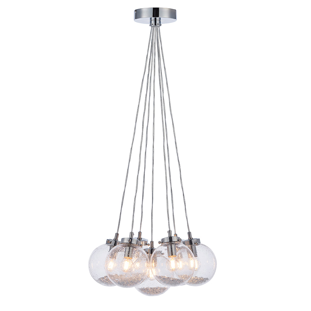 Endon Lighting 76292 Harbour 7Lt Pendant Chrome Plate & Clear Bubble Glass