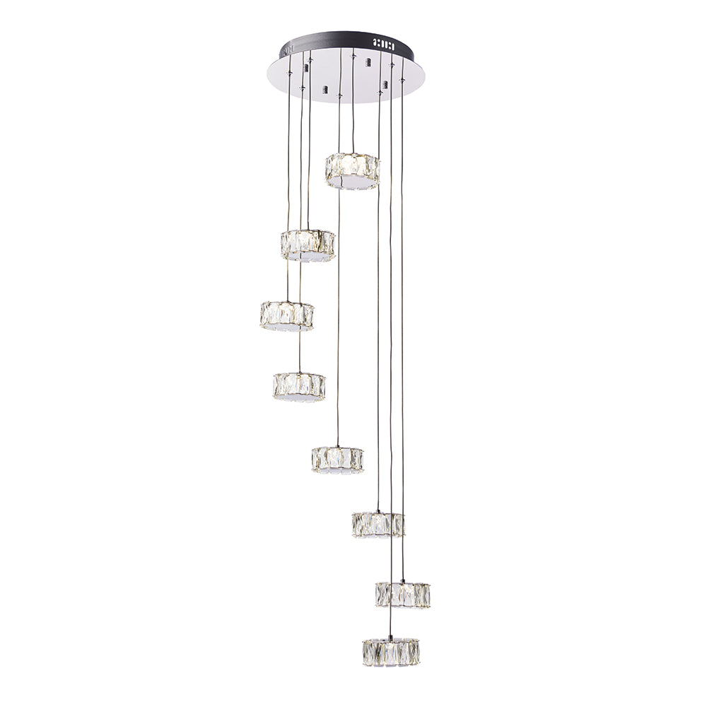Endon Lighting 76485 Prisma 8Lt Pendant Chrome Plate & Clear Crystal