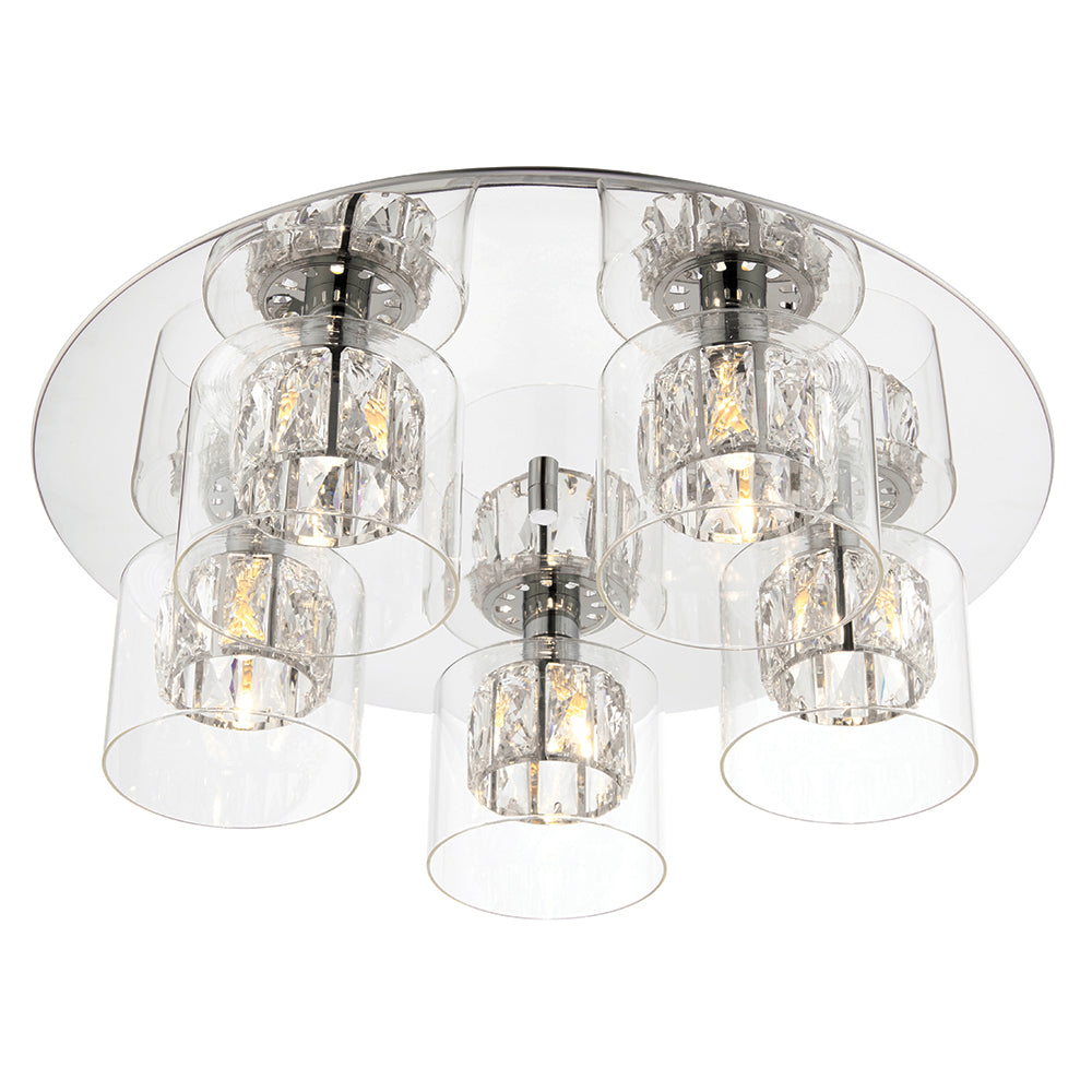 Endon Lighting 76517 Verina 5Lt Flush Chrome Plate & Clear Glass