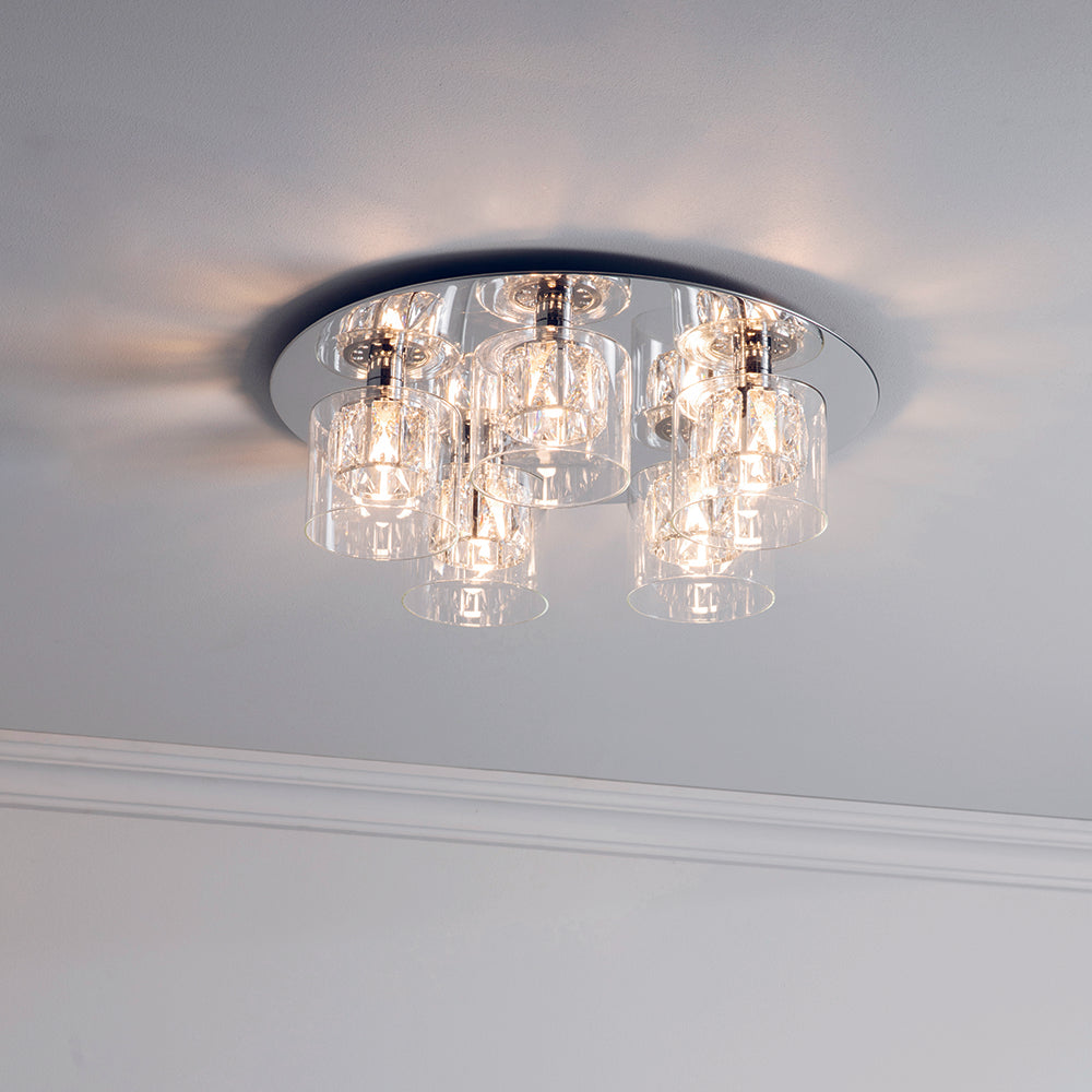 Endon Lighting 76517 Verina 5Lt Flush Chrome Plate & Clear Glass