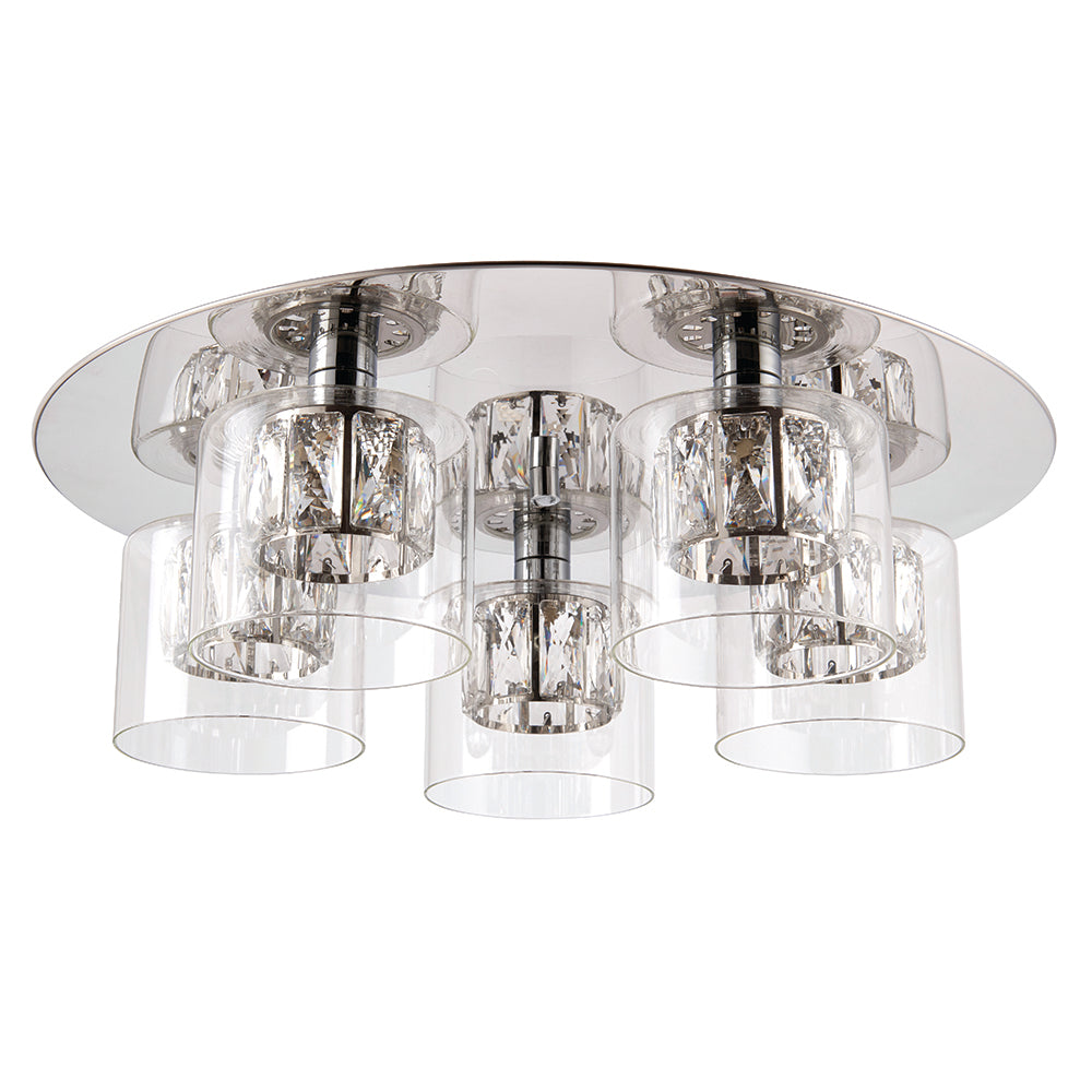 Endon Lighting 76517 Verina 5Lt Flush Chrome Plate & Clear Glass