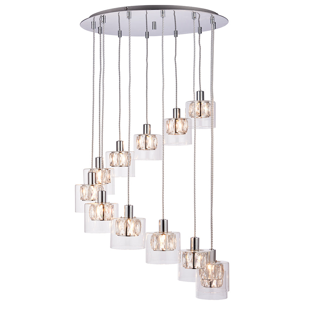 Endon Lighting 76518 Verina 12Lt Pendant Chrome Plate & Clear Glass