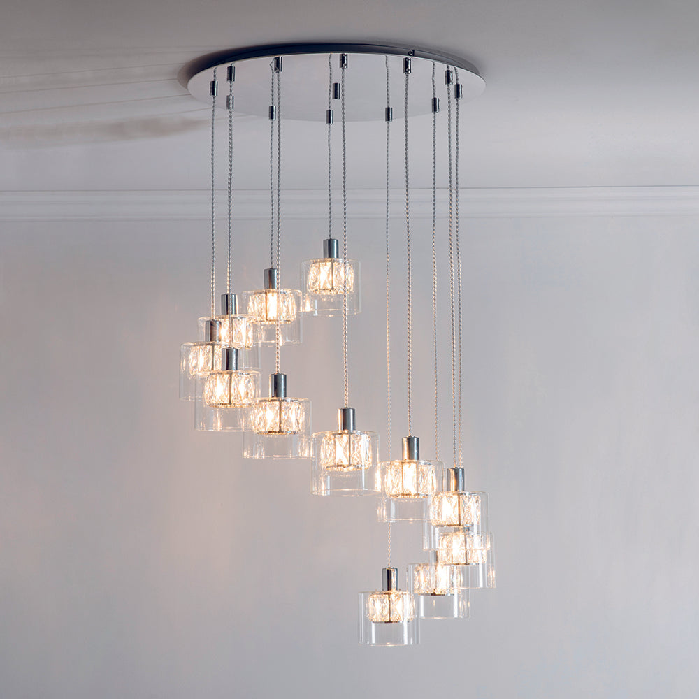 Endon Lighting 76518 Verina 12Lt Pendant Chrome Plate & Clear Glass