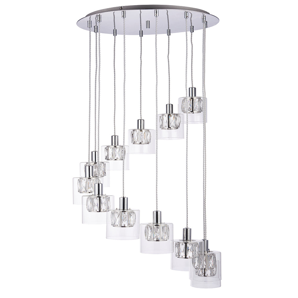 Endon Lighting 76518 Verina 12Lt Pendant Chrome Plate & Clear Glass