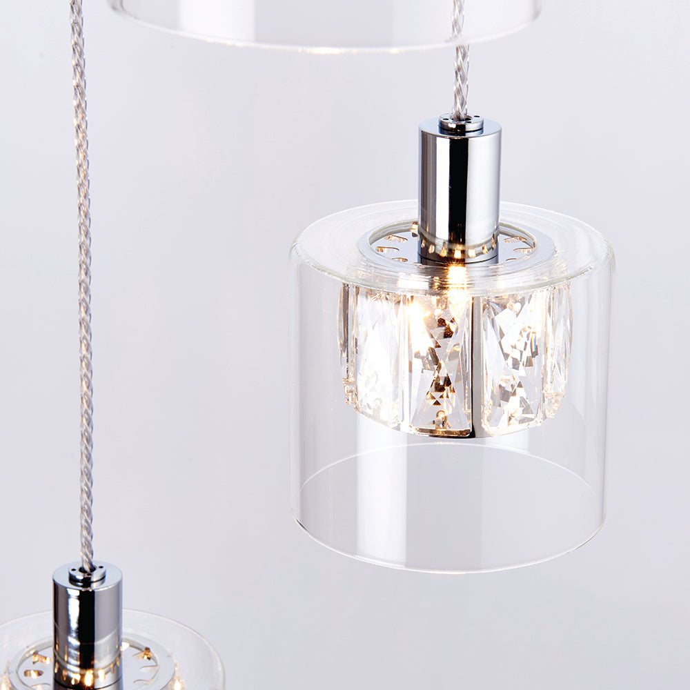 Endon Lighting 76520 Verina 5Lt Pendant Chrome Plate & Clear Glass