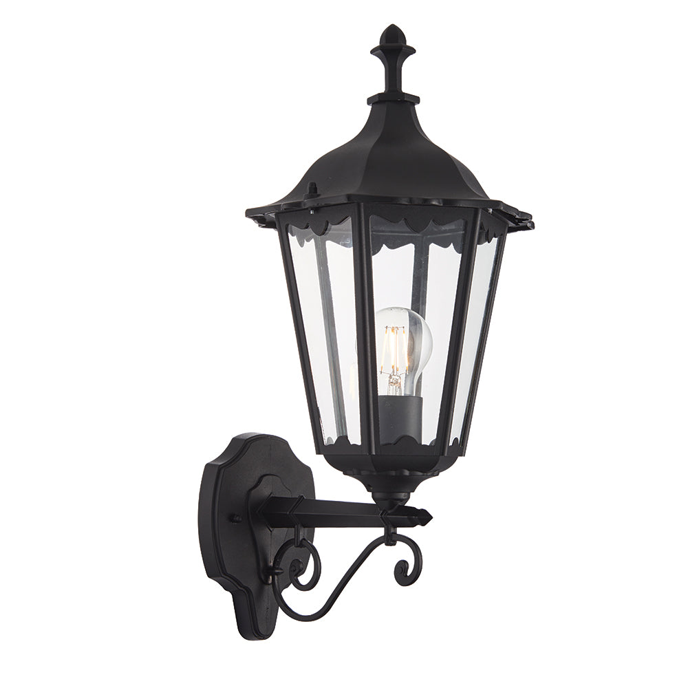 Endon Lighting 76546 Burford 1Lt Wall Matt Black & Clear Glass