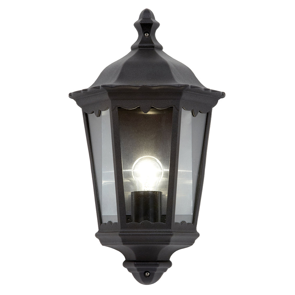 Endon Lighting 76547 Burford 1Lt Wall Matt Black & Clear Glass