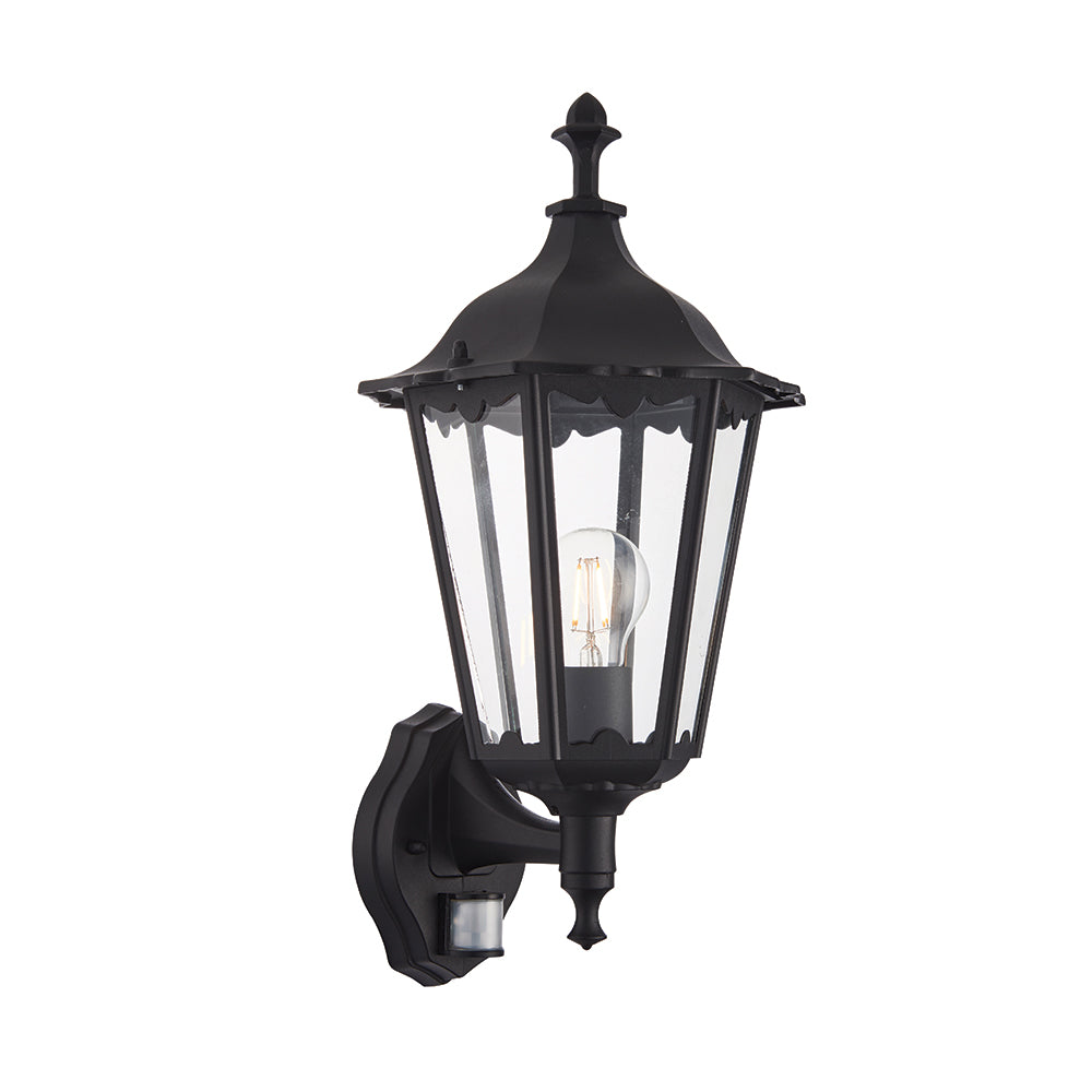 Endon Lighting 76548 Burford 1Lt Wall Matt Black & Clear Glass