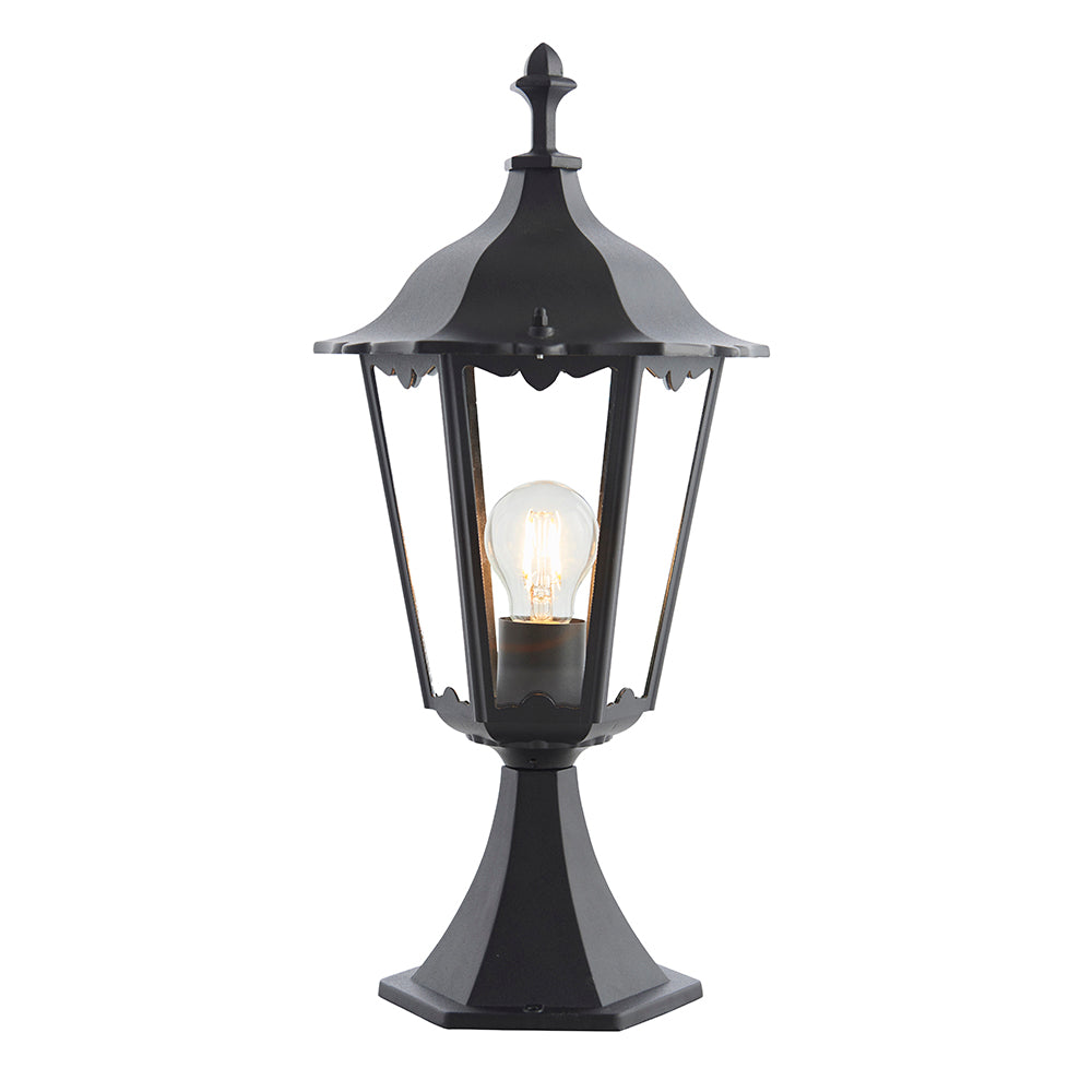 Endon Lighting 76549 Burford 1Lt Floor Matt Black & Clear Glass