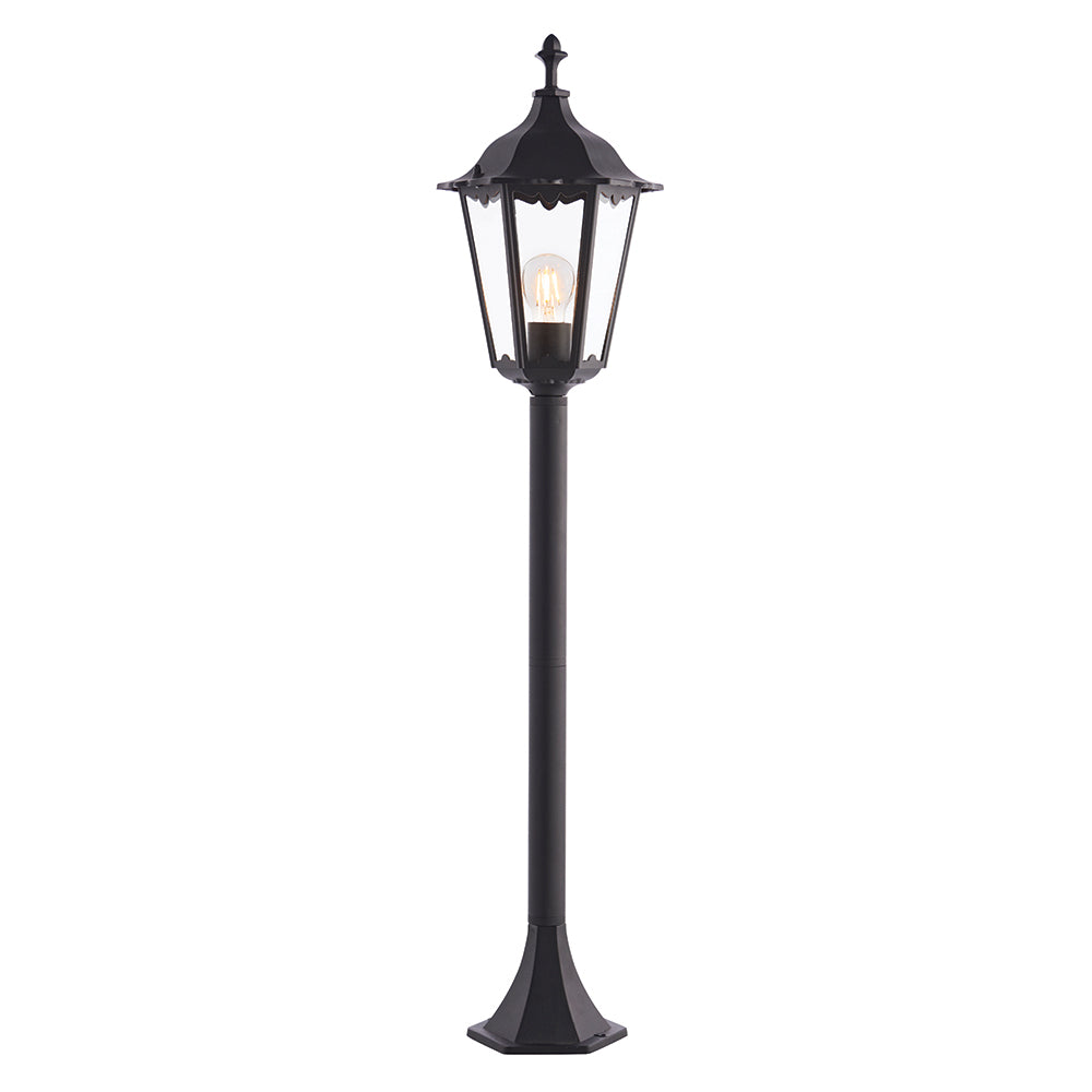 Endon Lighting 76550 Burford 1Lt Floor Matt Black & Clear Glass