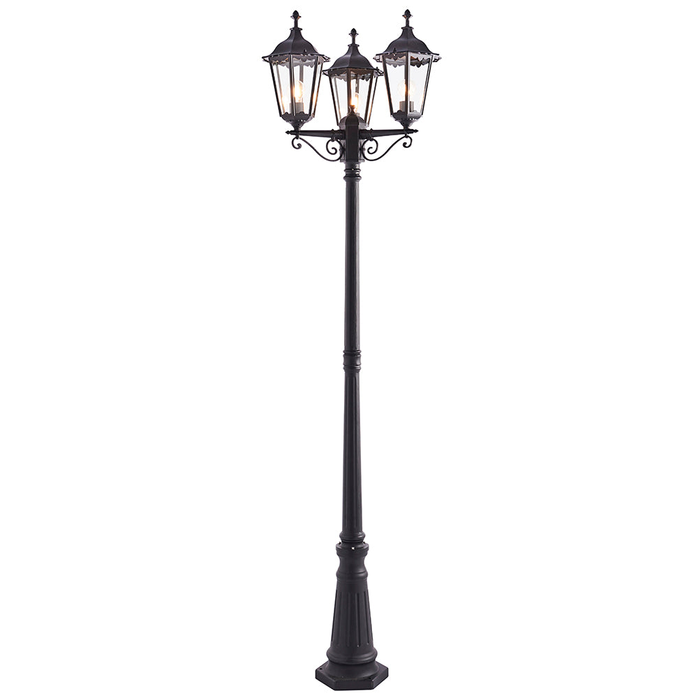 Endon Lighting 76552 Burford 3Lt Floor Matt Black & Clear Glass