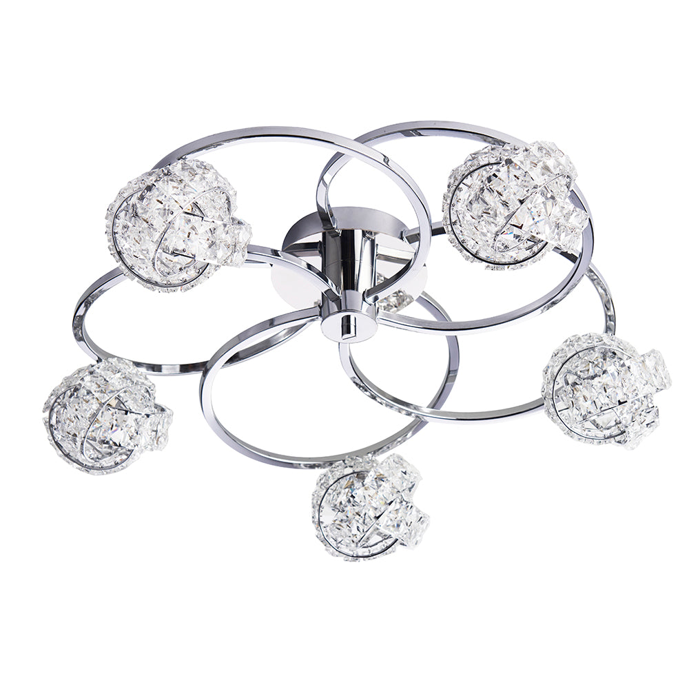 Endon Lighting 76595 Talia 5Lt Semi Flush Chrome Plate & Clear Crystal
