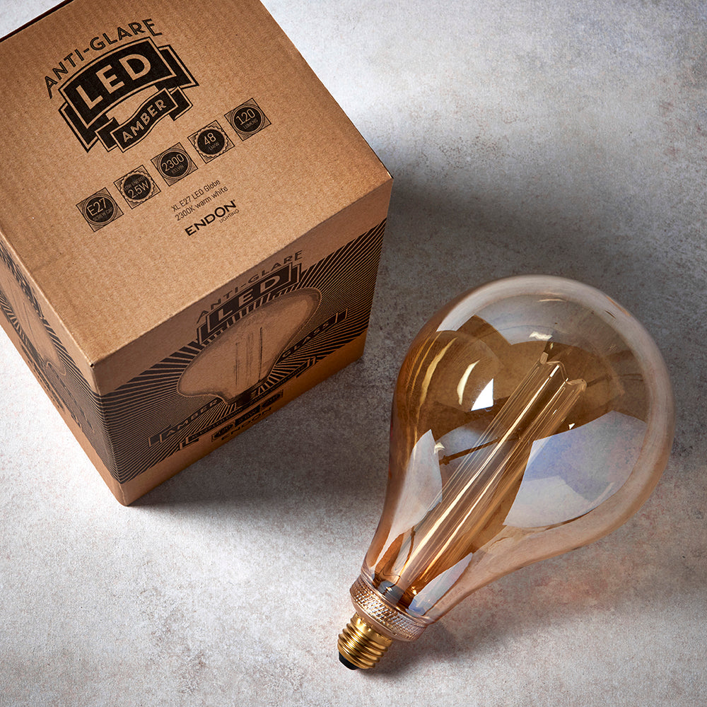 Endon Lighting 77084 Xl E27 Led Globe 1Lt Accessory Amber Glass