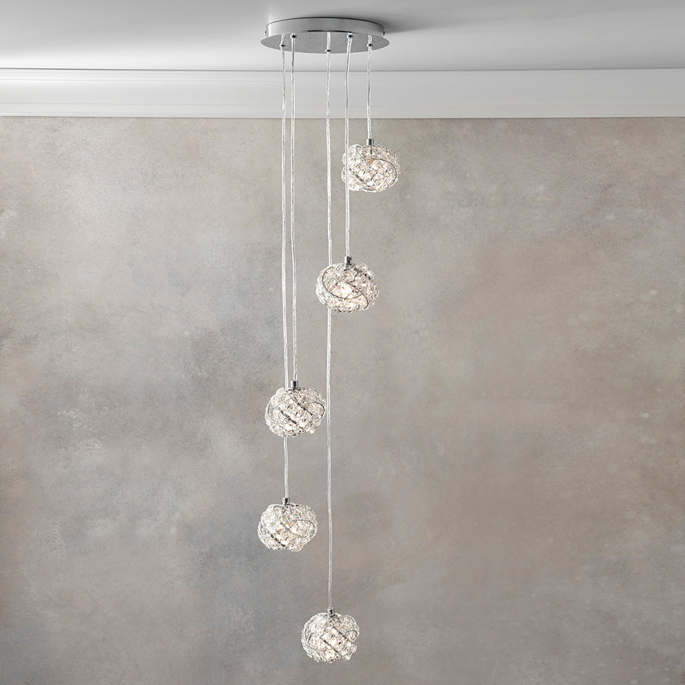 Endon Lighting 77566 Talia 5Lt Pendant Chrome Plate & Clear Crystal