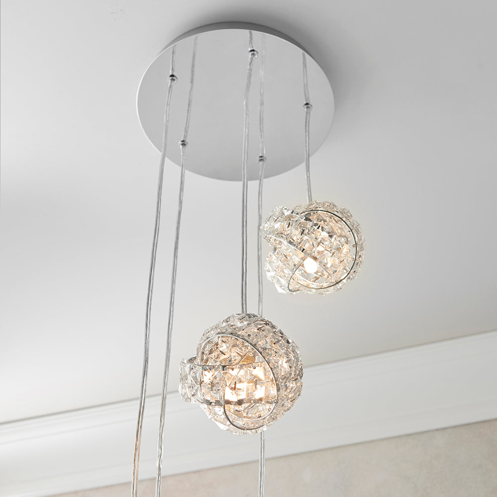Endon Lighting 77566 Talia 5Lt Pendant Chrome Plate & Clear Crystal