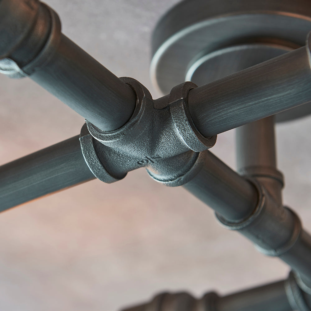 Endon Lighting 78763 Pipe 6Lt Semi Flush Aged Pewter Paint