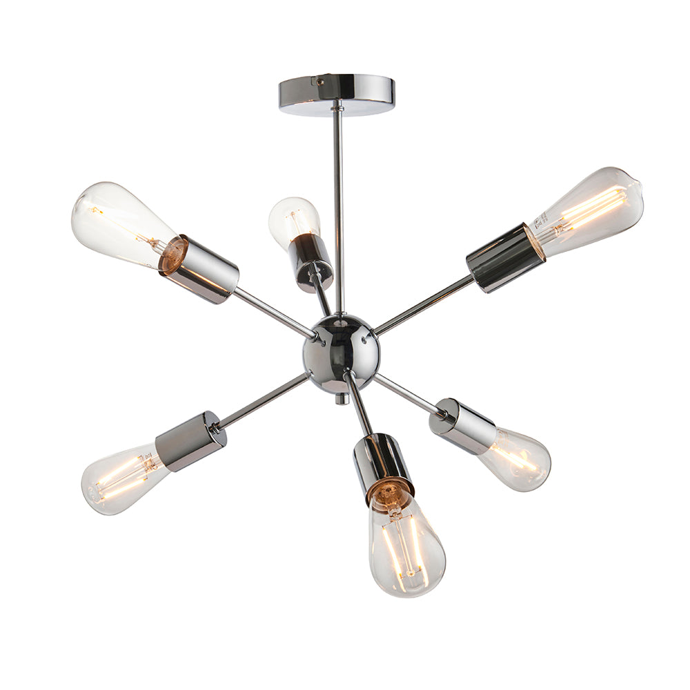 Endon Lighting 79469 Rubens 6Lt Semi Flush Chrome Plate