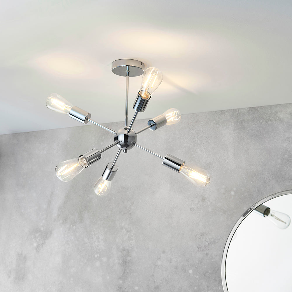 Endon Lighting 79469 Rubens 6Lt Semi Flush Chrome Plate