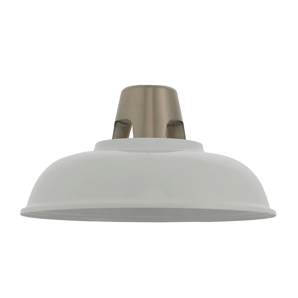 Endon Lighting 79491 Henley 1Lt Pendant Easyfit Gloss Vintage White & Satin Nickel Plate