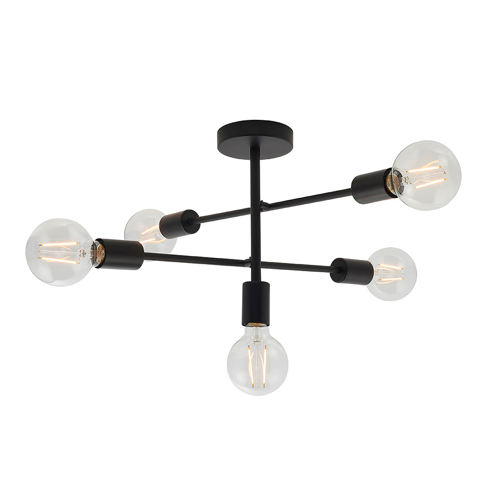 Endon Lighting 79502 Studio 5Lt Semi Flush Matt Black