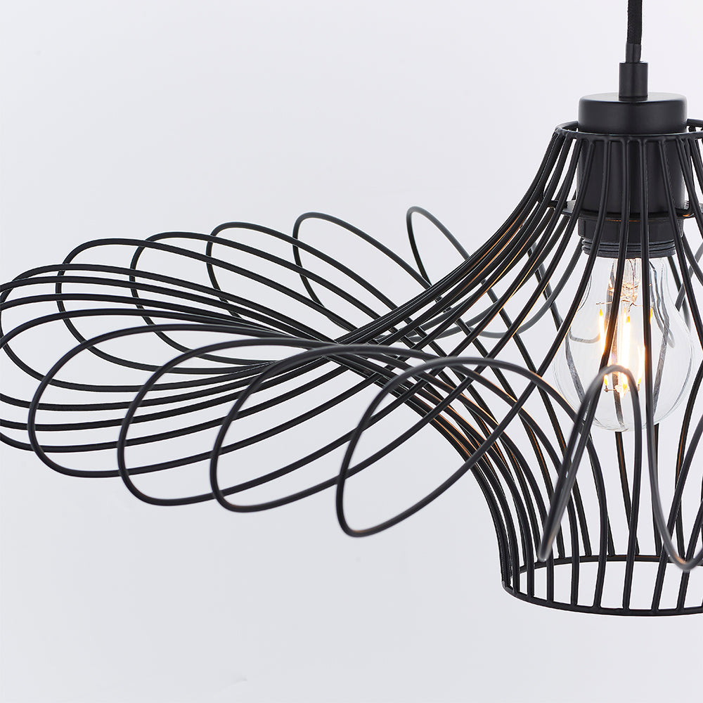 Endon Lighting 79622 Curl 1Lt Pendant Easyfit Matt Black