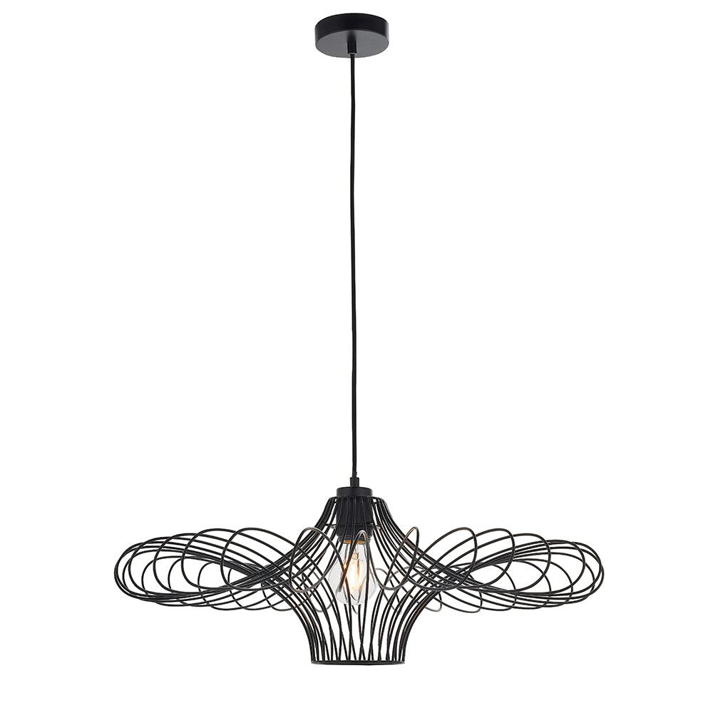 Endon Lighting 79622 Curl 1Lt Pendant Easyfit Matt Black