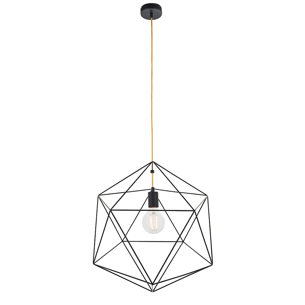 Endon Lighting 79625 Icosa 1Lt Pendant Matt Black