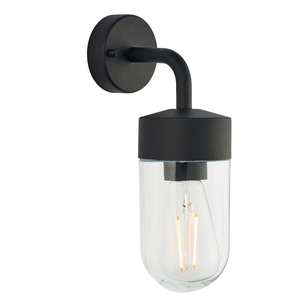 Endon Lighting 79792 North 1Lt Wall Textured Matt Black & Clear Glass