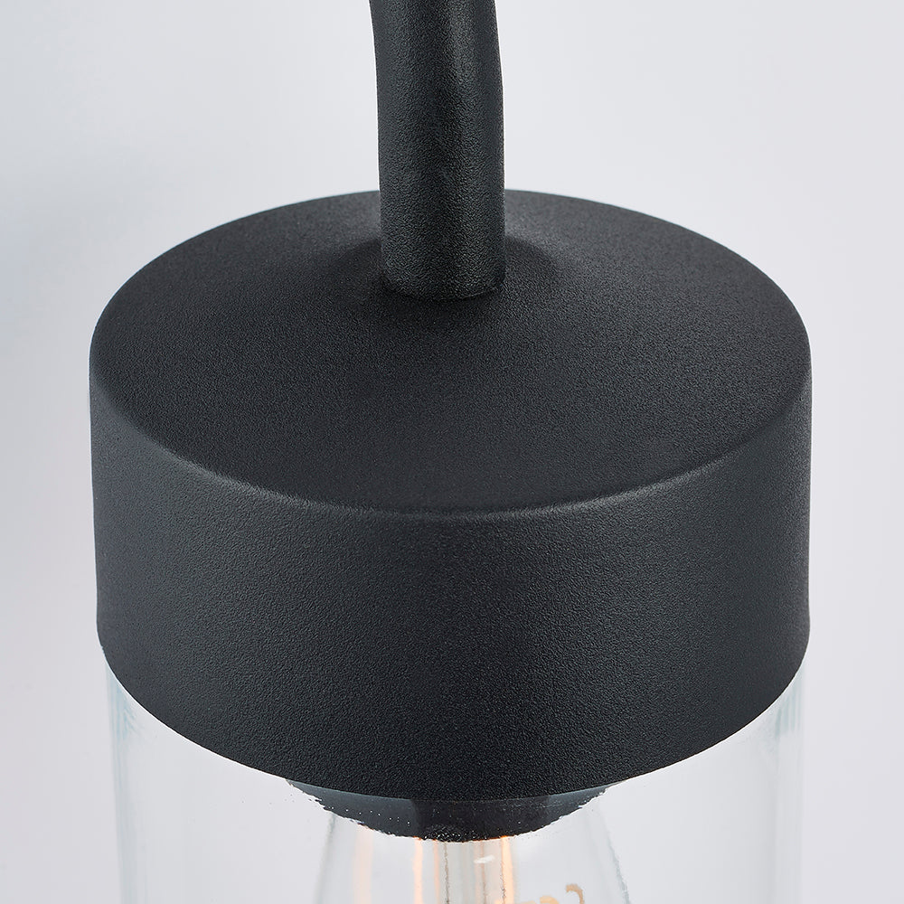 Endon Lighting 79792 North 1Lt Wall Textured Matt Black & Clear Glass