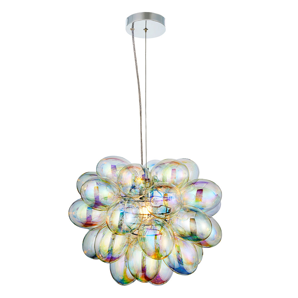 Endon Lighting 80123 Infinity 1Lt Pendant Chrome Plate & Iridescent Glass