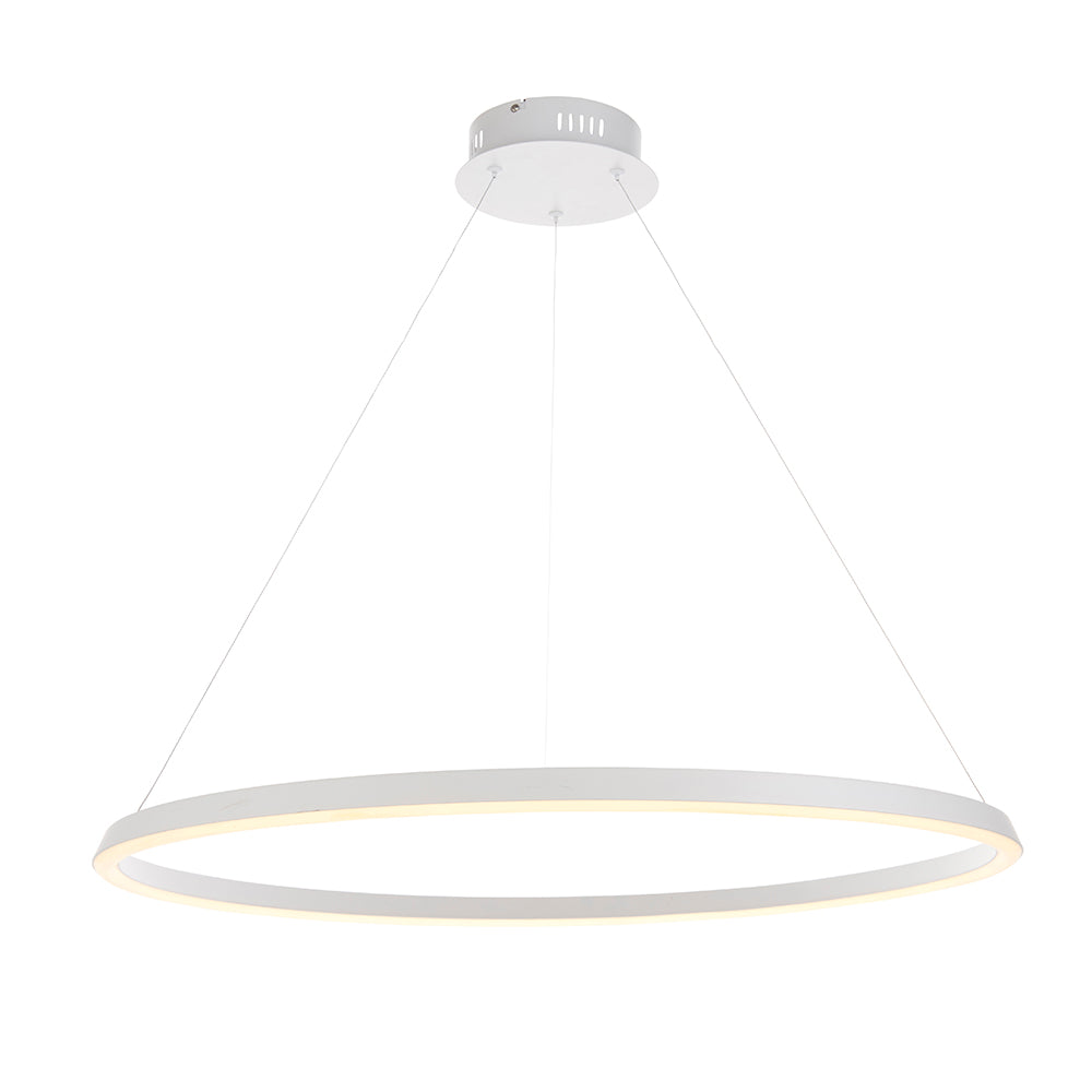 Endon Lighting 80629 Staten 1Lt Pendant Matt White Paint & White Silicone