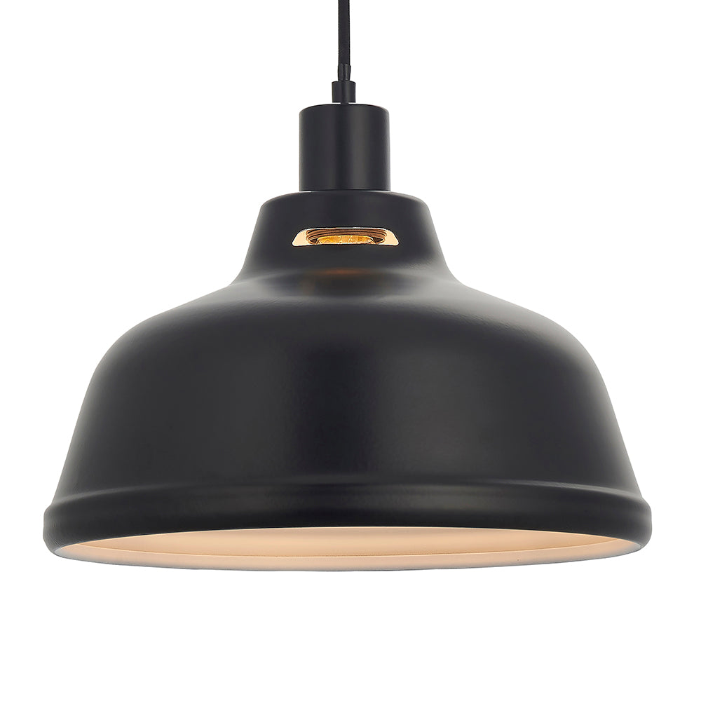 Endon Lighting 80646 Mono 1Lt Pendant Easyfit Matt Black & Matt White Paint
