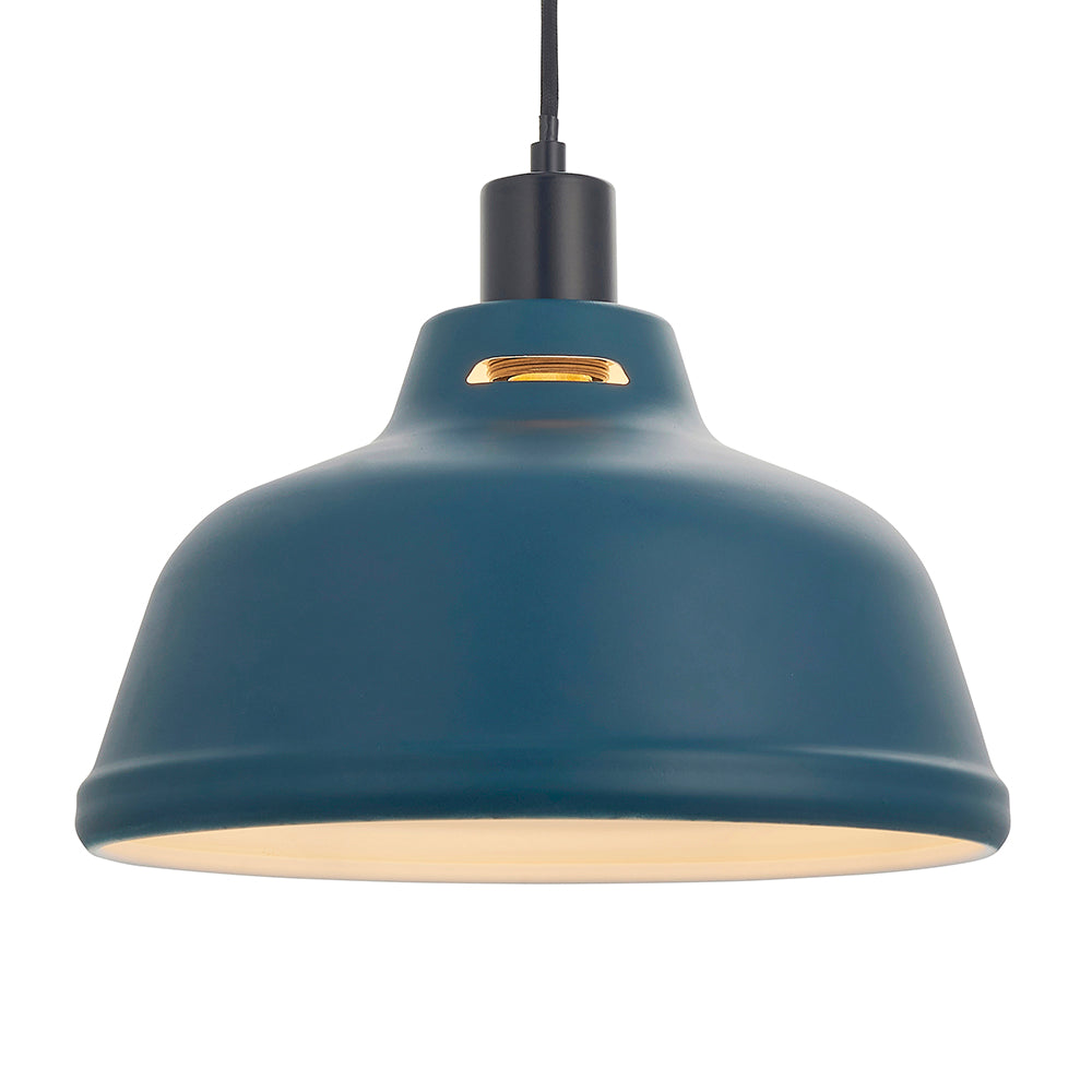 Endon Lighting 80647 Mono 1Lt Pendant Easyfit Matt Ink Blue & Matt White Paint
