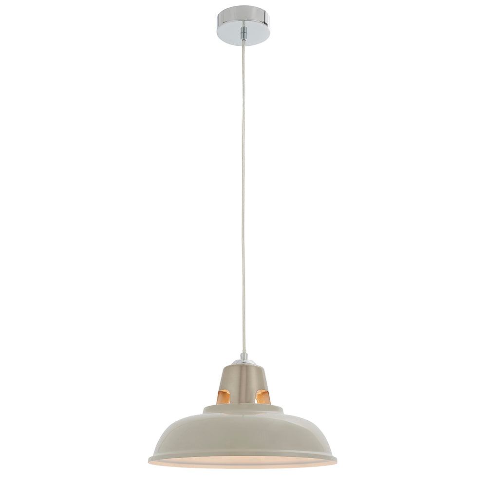 Endon Lighting 80660 Henley 1Lt Pendant Easyfit Gloss Taupe & Satin Nickel Plate