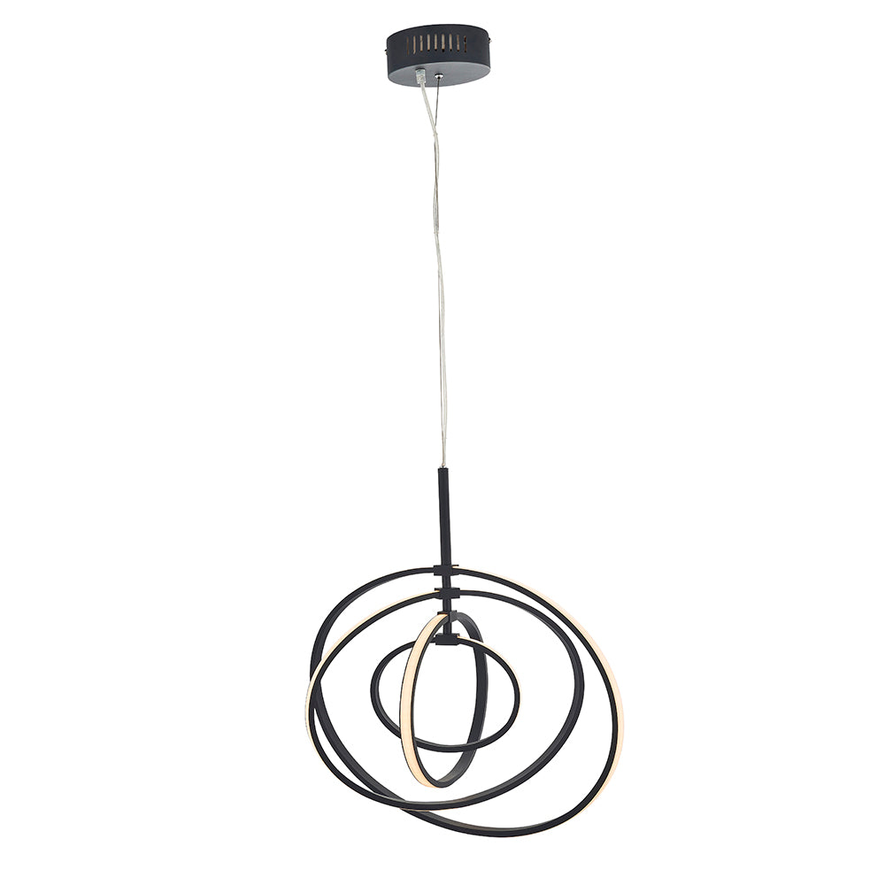 Endon Lighting 80679 Avali 1Lt Pendant Matt Black & White Acrylic