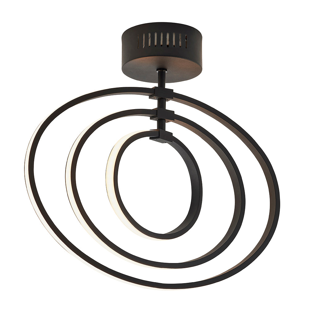 Endon Lighting 80682 Avali 1Lt Semi Flush Matt Black & White Acrylic