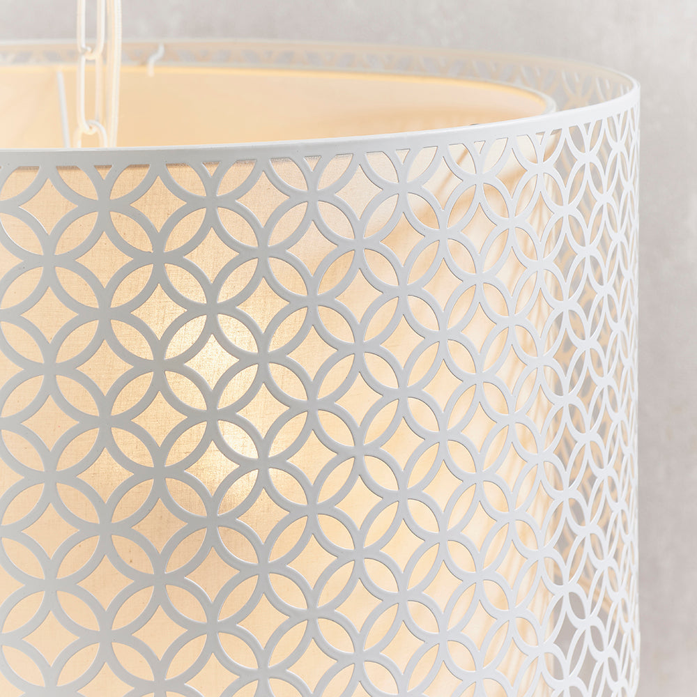 Endon Lighting 81031 Gilli 3Lt Pendant Matt White & Pale Grey Cotton