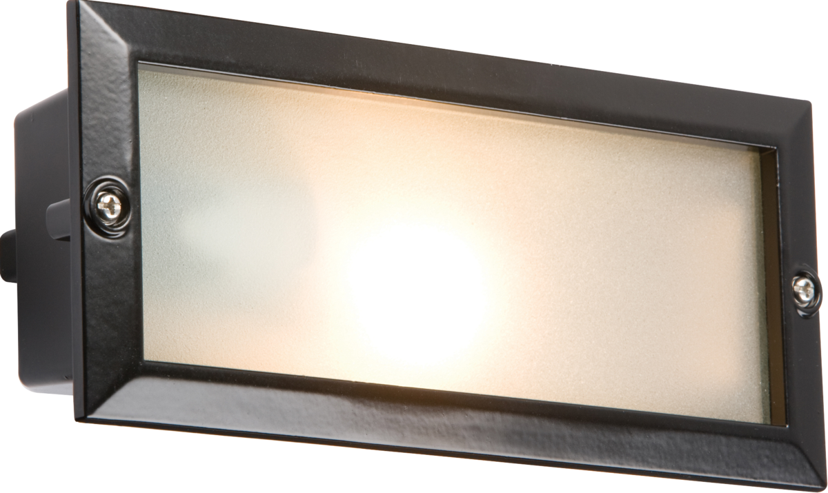 IP44 E27 Bricklight with Plain and Louvred Black Cover