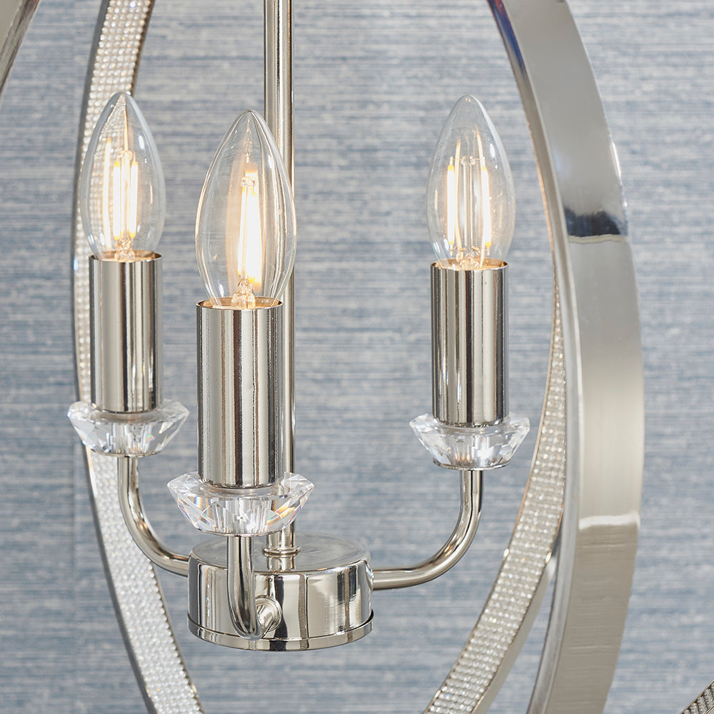 Endon Lighting 81507 Ritz 3Lt Pendant Bright Nickel Plate & Clear Faceted Acrylic