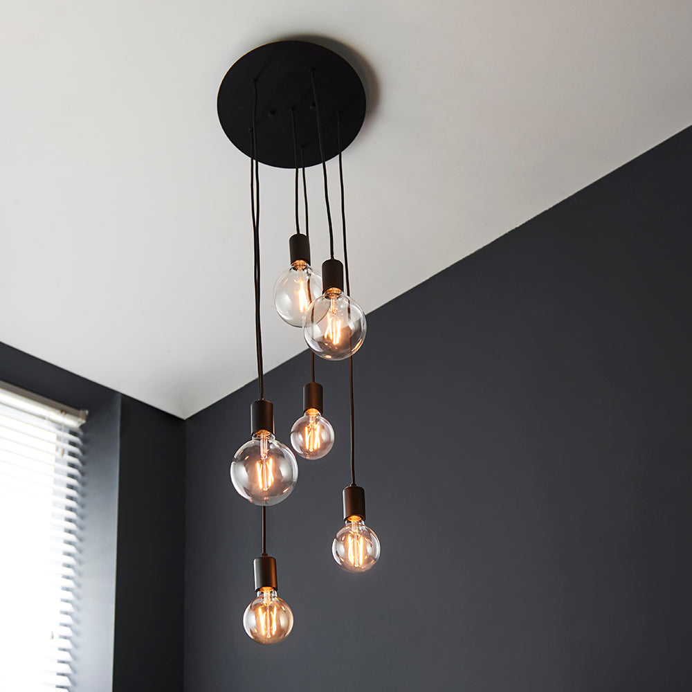Endon Lighting 81535 Studio 6Lt Pendant Matt Black