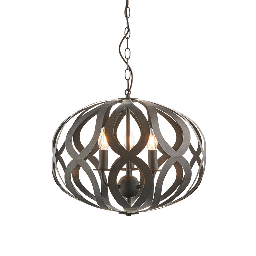 Endon Lighting 81750 Sirolo 3Lt Pendant Antique Brushed Bronze Paint