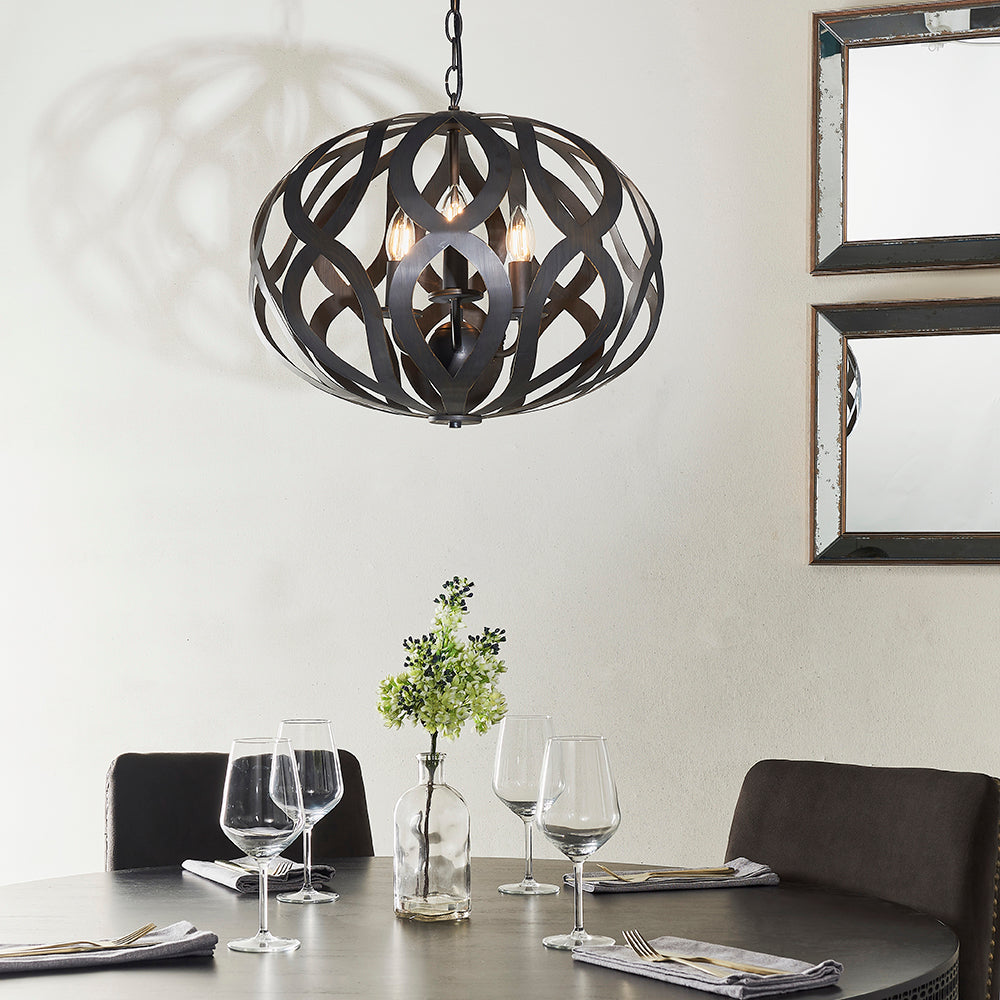 Endon Lighting 81750 Sirolo 3Lt Pendant Antique Brushed Bronze Paint