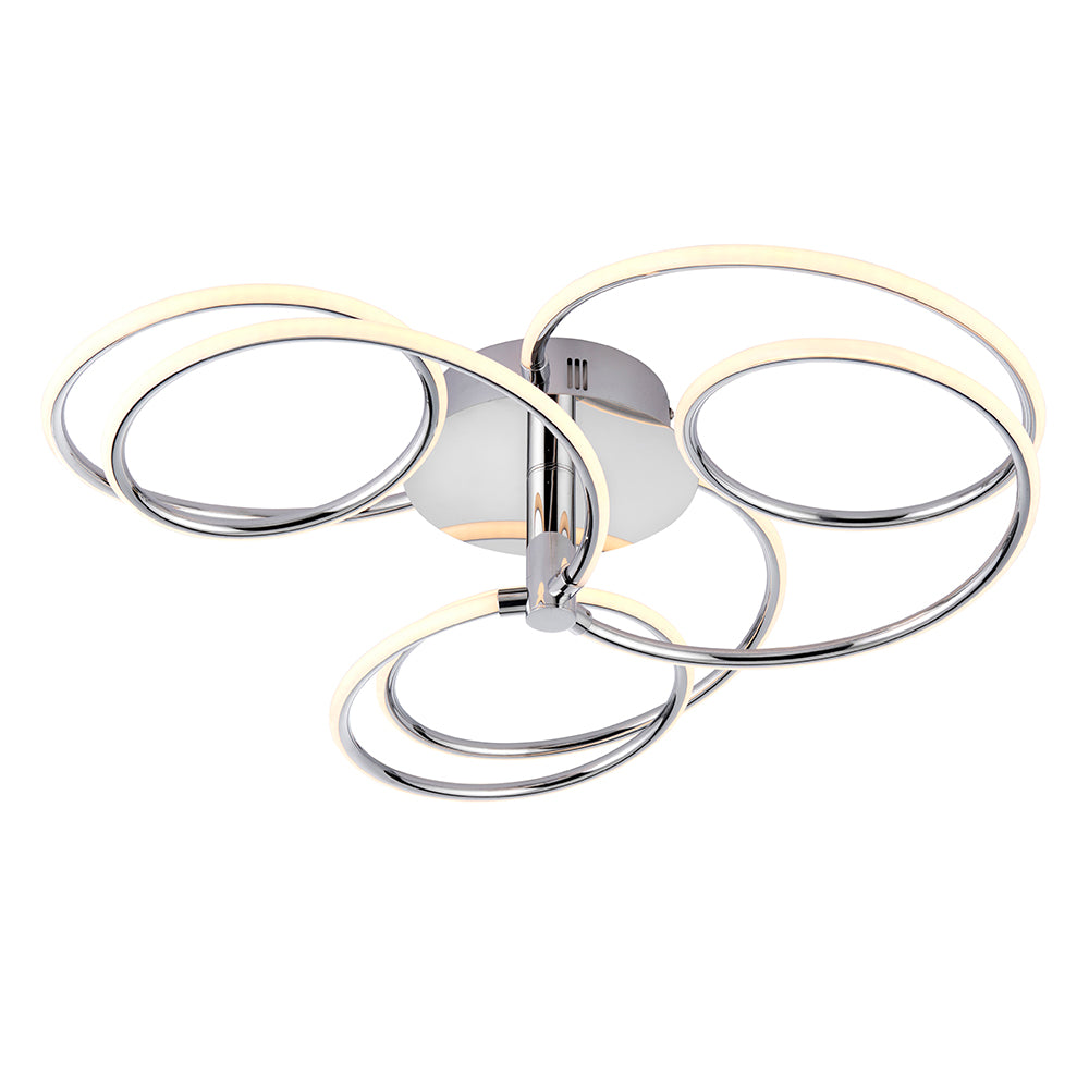 Endon Lighting 81886 Eterne 1Lt Semi Flush Chrome Plate & White Silicone