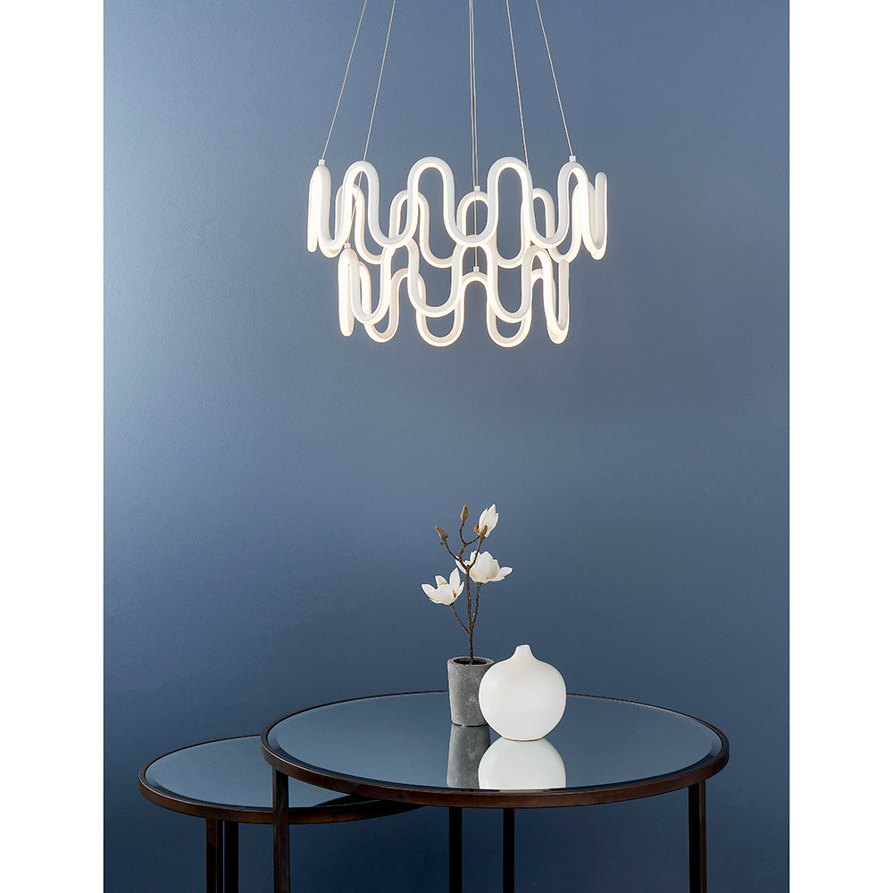 Endon Lighting 81894 Cern 1Lt Pendant Textured White Paint & White Silicone
