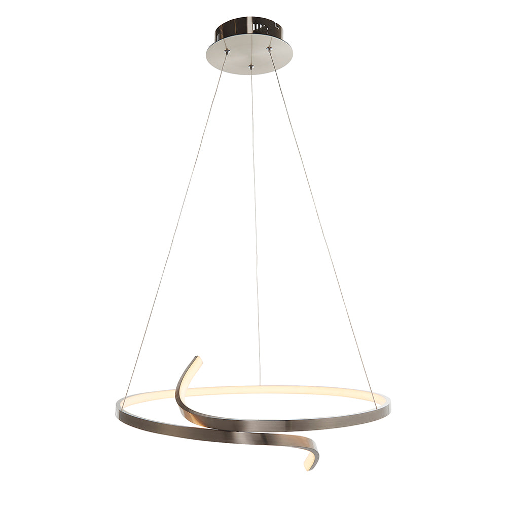 Endon Lighting 81903 Rafe 1Lt Pendant Satin Nickel Plate & White Silicone