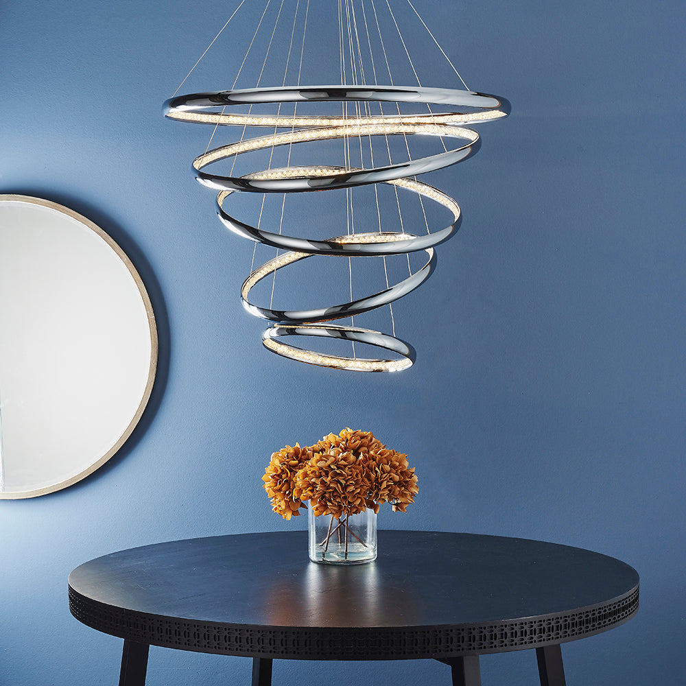 Endon Lighting 81906 Ozias 1Lt Pendant Chrome Plate & Clear Crystal