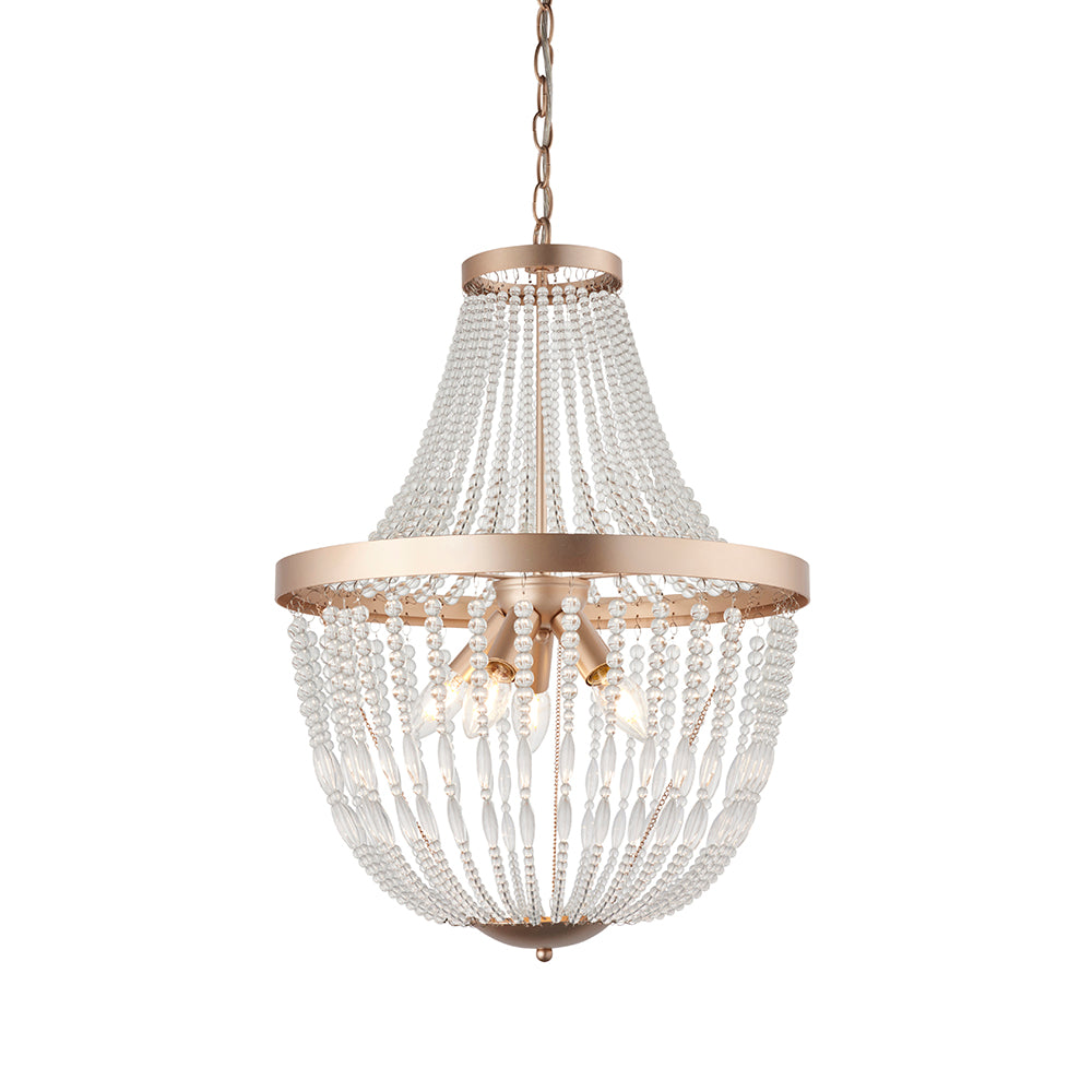 Endon Lighting 81913 Celine 5Lt Pendant Rose Gold Paint & Clear Glass