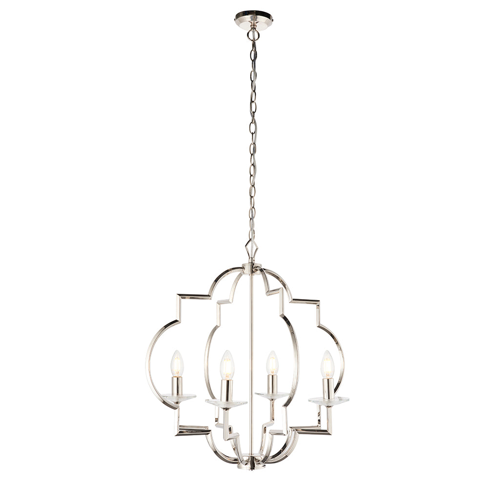 Endon Lighting 81915 Garland 4Lt Pendant Polished Nickel Plate & Clear Crystal