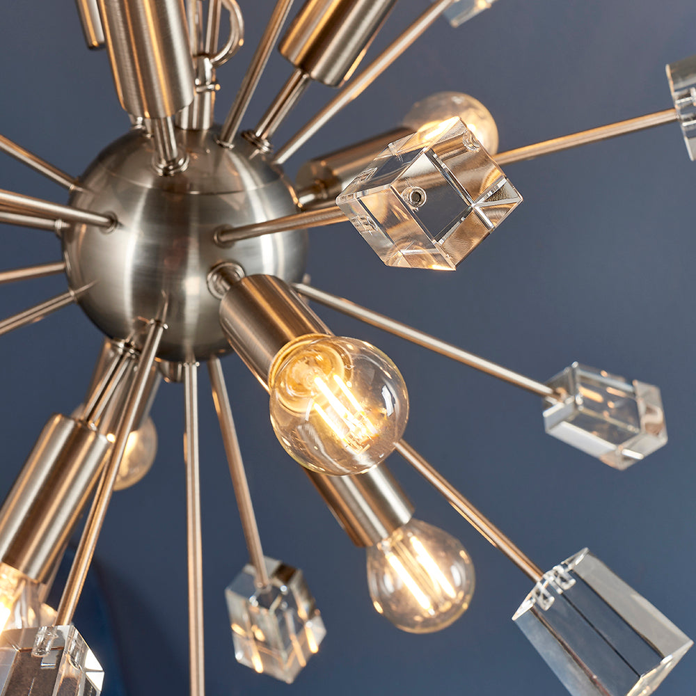 Endon Lighting 81917 Miro 9Lt Pendant Satin Nickel Plate & Clear Crystal